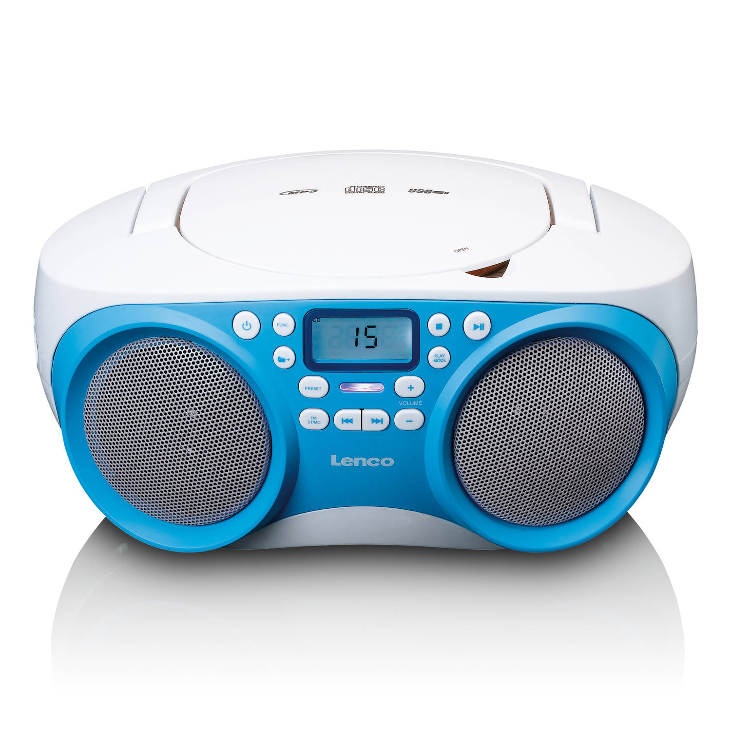Draagbare FM Radio/CD/MP3 en USB-speler Lenco SCD-301BU Wit-Blauw