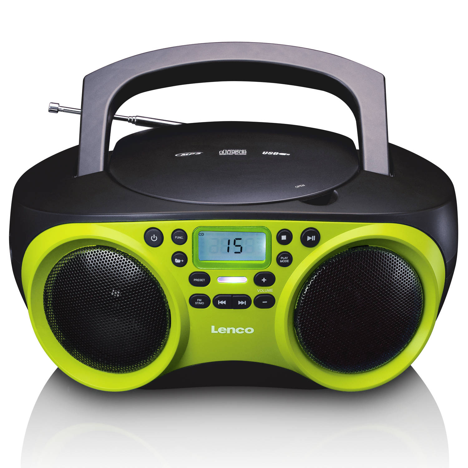 Referendum Subjectief Halve cirkel Radio CD Speler met MP3 en USB functie Lenco SCD-200LM Zwart-Lime groen |  Blokker