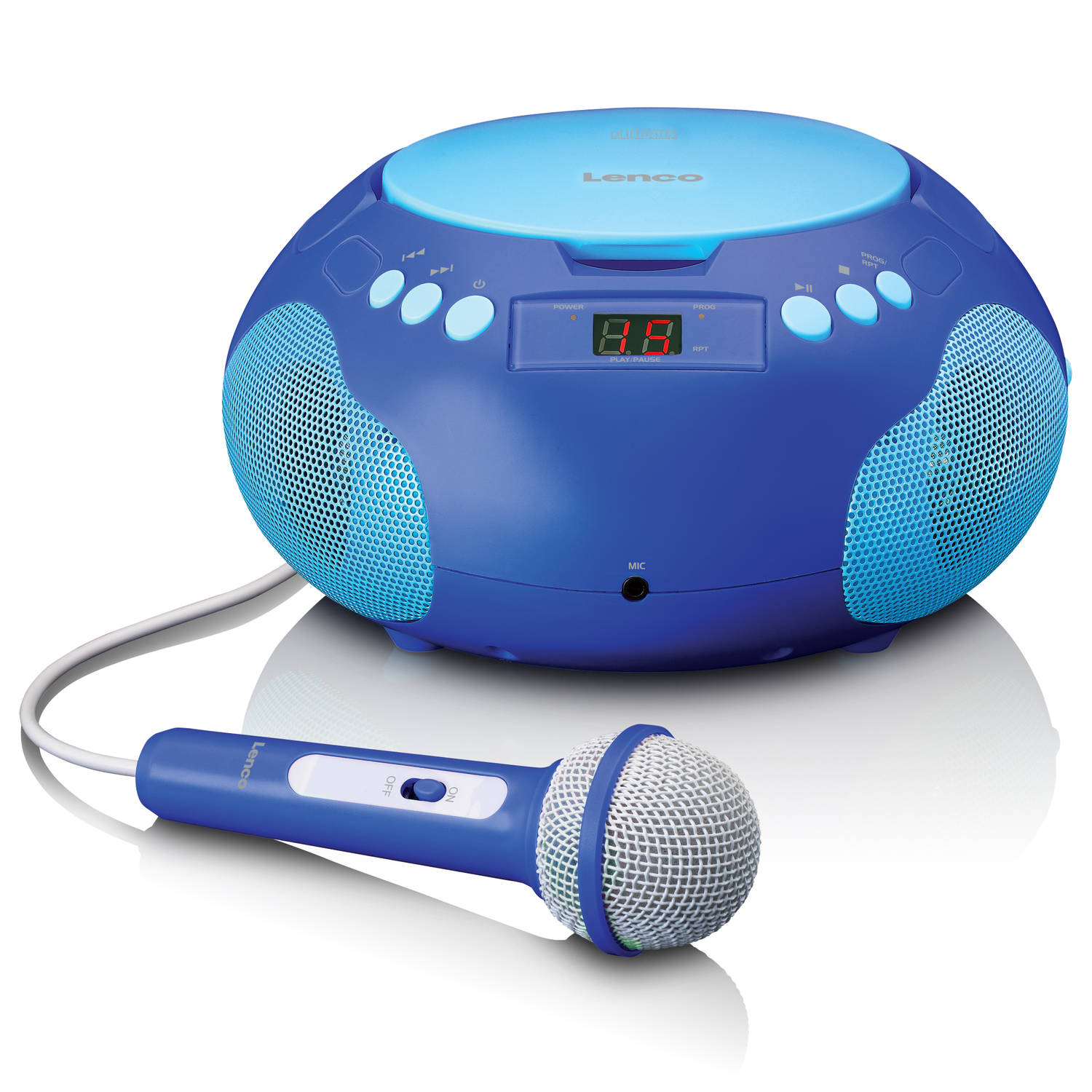 Draagbare radio/ CD player met microfoon Lenco Blauw
