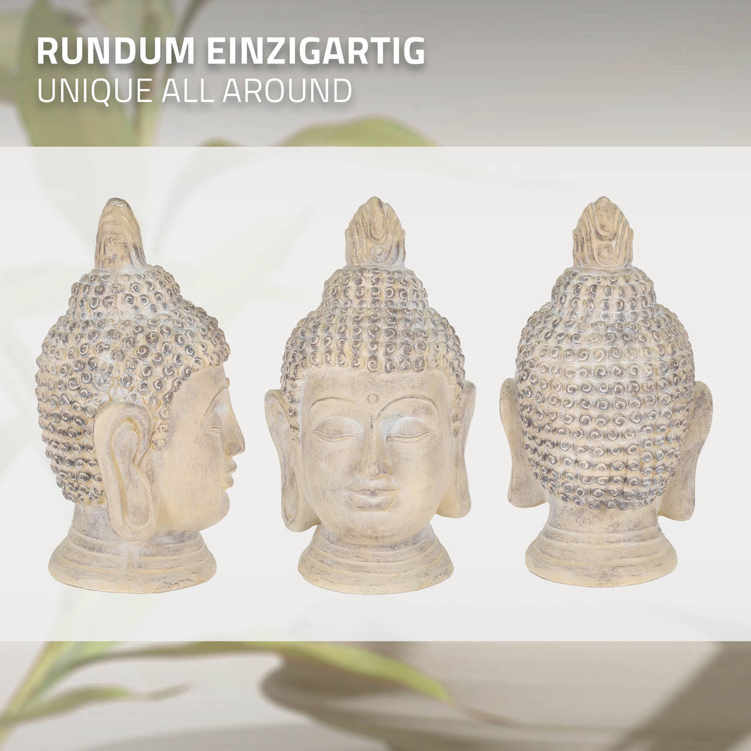Onderwijs gebed Super goed Boeddha hoofd beeld beige/grijs, 30x30x55 cm, gemaakt van gegoten steen |  Blokker