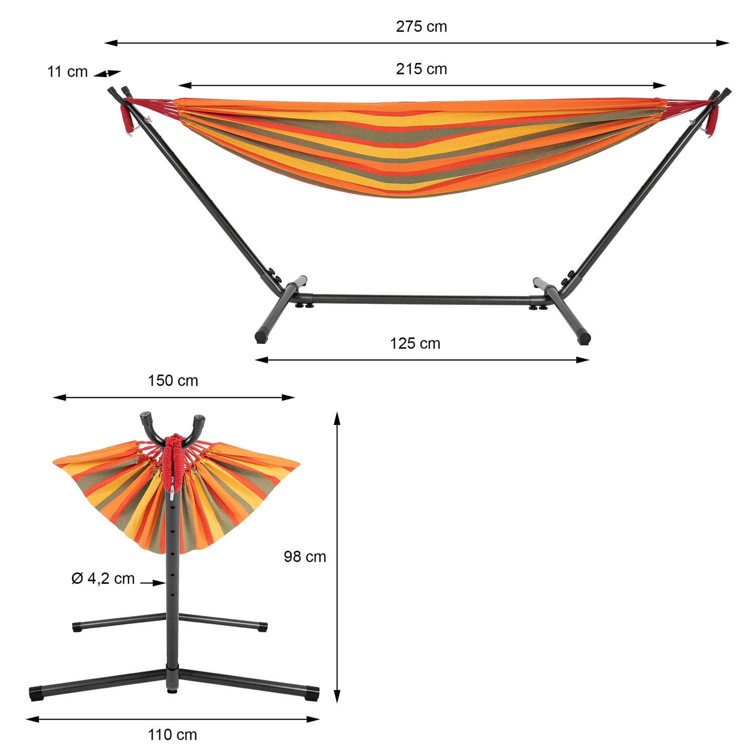 ML-Design XXL oranje, 275x110x98 cm, met polyester-katoen frame, maximale belasting 200kg | Blokker