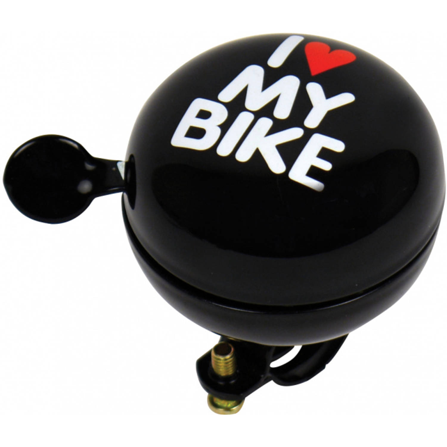 fietsbel dingdong I love My Bike 80 mm staal zwart