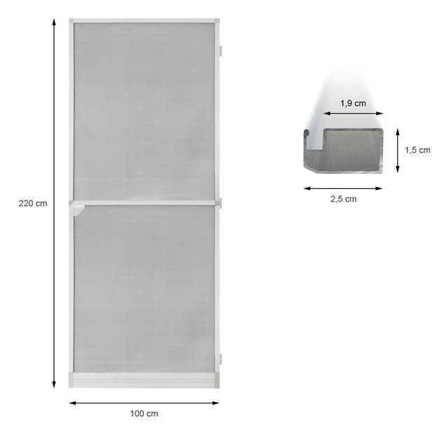 Vliegenhordeur aluminium kozijn 100 x 220 cm Wit