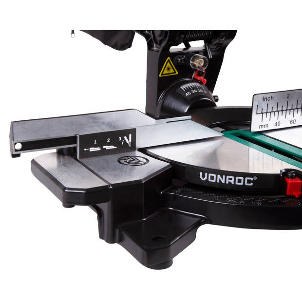 VONROC Afkortzaag 1700W - 216mm Kap- en verstekzaag met laser