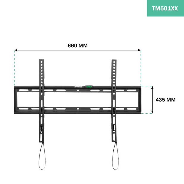 VONROC Vaste TV muurbeugel voor 37 t/m 85 Inch – Universeel tot 60 kg. – Incl. montagematerialen