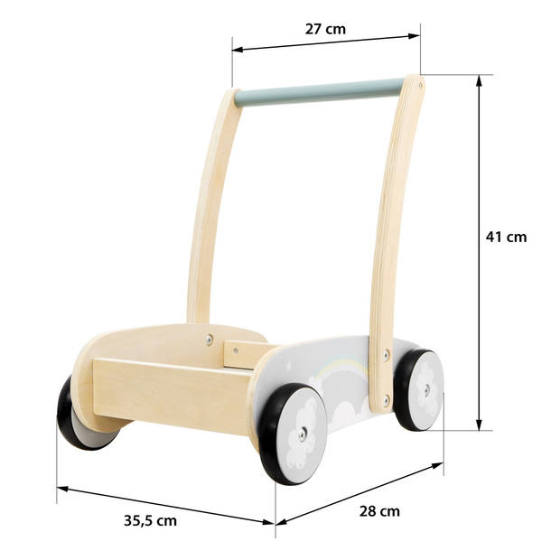 Blokkenkar Mamabrum Wolkjes Loopwagen Baby loophulp voor 1 jaars