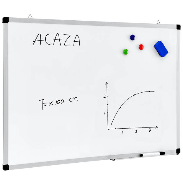 Magnetisch whiteboard 70x100cm - Magneetbord / Memobord met uitwisbare Stift, Wisser en afleggoot