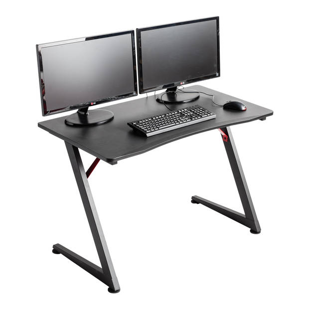 ACAZA Gaming bureau, Gamer Computer Tafel met driehoekig gevormde Z Frame, zwart