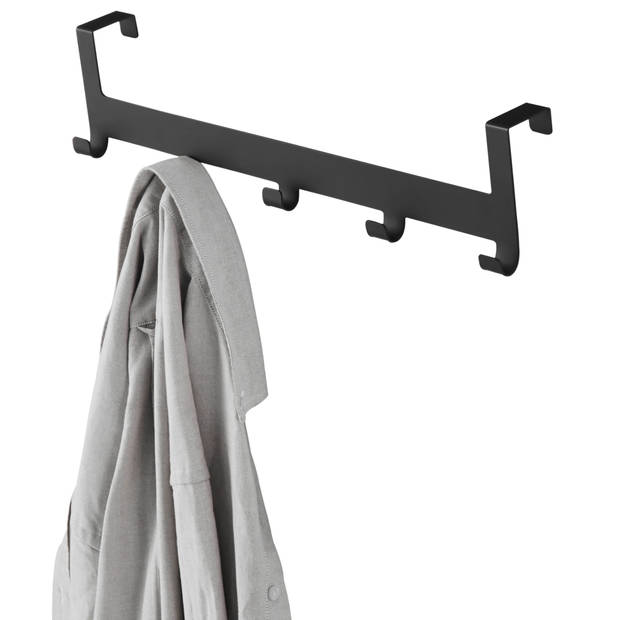 ACAZA metalen Deurkapstok met 5 Deur Haken, Deurhanger Kapstok voor Handdoek en Kleding, Metaal, Zwart