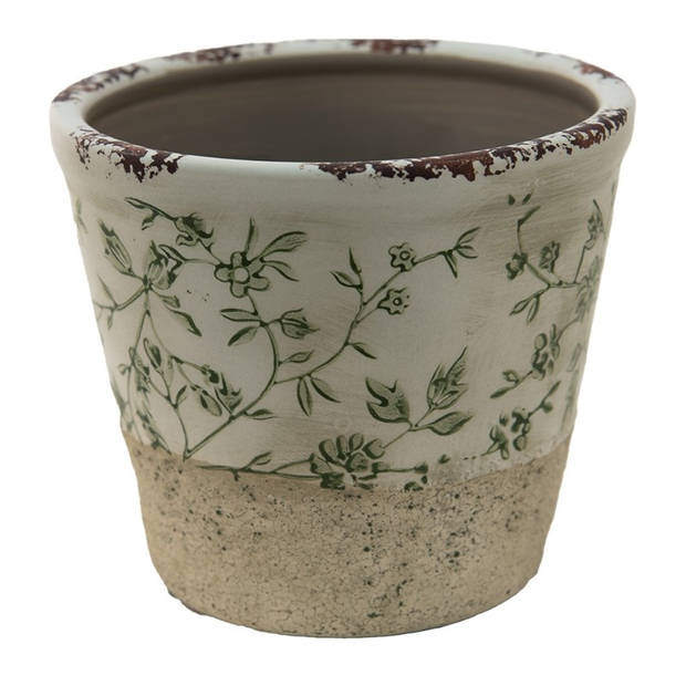 Clayre & Eef Groene Decoratie bloempot Ø 16*16 cm 6CE1384L