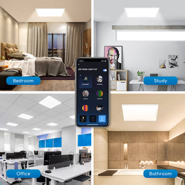 Aigostar LED Plafondlamp - Slimme LED paneel - 32W - WIFI CCT - Appbesturing - iOS & Android - Smart Home- 3000K-6500K