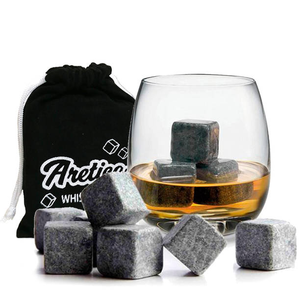 Aretica Whiskey stones - Ijsblokken van natuursteen - set van 9 stuks