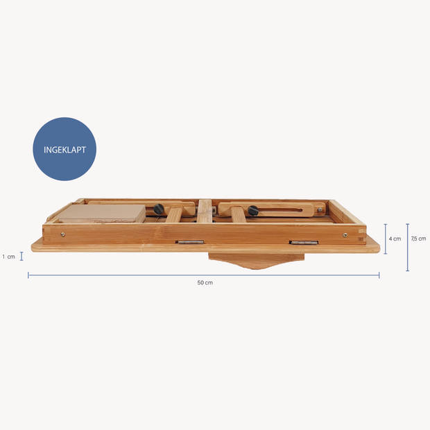 Bedtafel bamboe V2 voor laptop, tablet of boek - verstelbaar - Inklapbaar