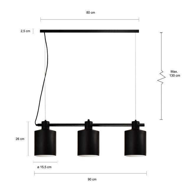 QUVIO Hanglamp 3-lichts ronde kap - QUV5062L-BLACK