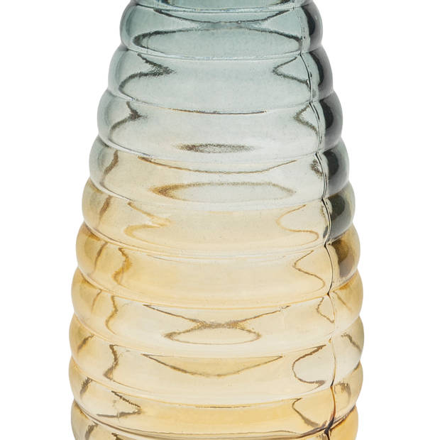 QUVIO Glazen vaas met patroon, geel/blauw - Hoogte 19,5 cm