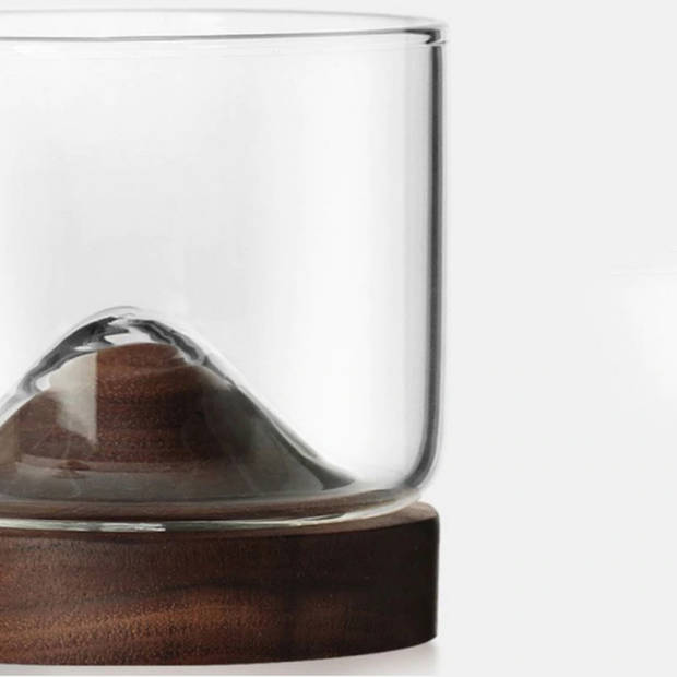 Aretica Whiskey glas met houten onderzetter - Bruin
