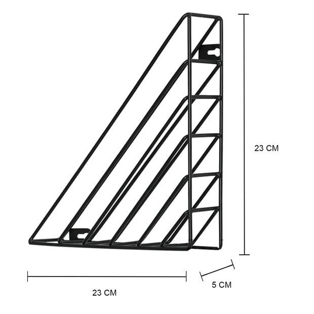 QUVIO Tijdschriften / boeken houder wand driehoek metaal - Zwart