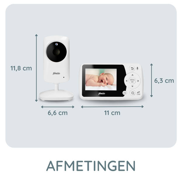 Babyfoon met camera en 2.4" kleurenscherm Alecto Wit