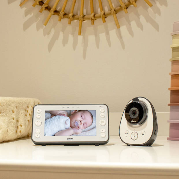 Babyfoon met camera en 5" kleurenscherm Alecto Wit-Antraciet