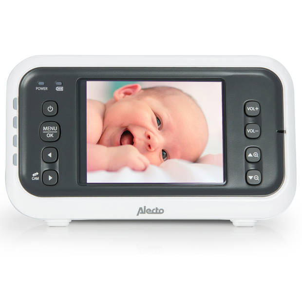 Babyfoon met camera en 2.4" kleurenscherm Alecto Wit-Antraciet