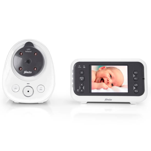 Babyfoon met camera en 2.4" kleurenscherm Alecto Wit-Antraciet