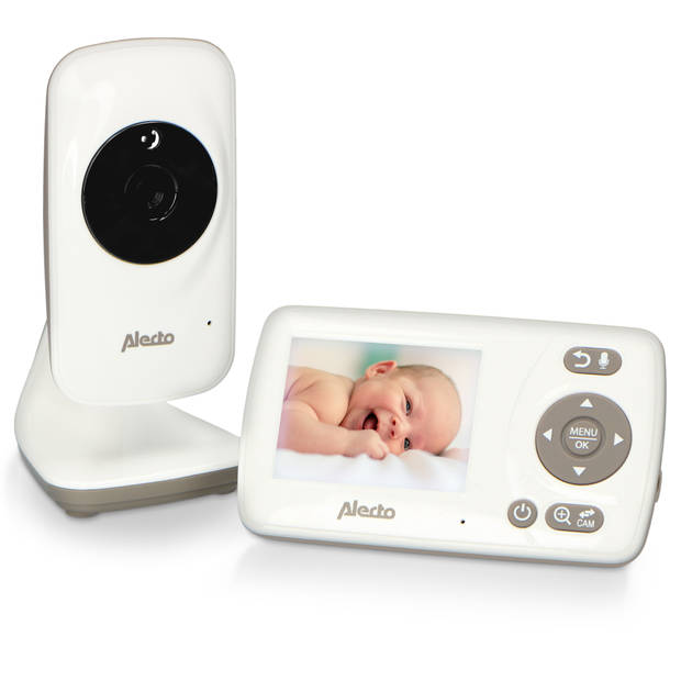 Babyfoon met camera en 2.4" kleurenscherm Alecto Wit-Taupe