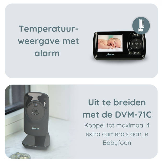 Babyfoon met camera en 2.4" kleurenscherm Alecto Zwart