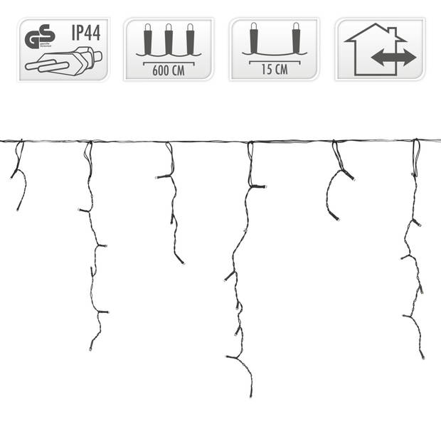 Lichtgordijn 6m, kerstversiering, IP44, LED lampjes