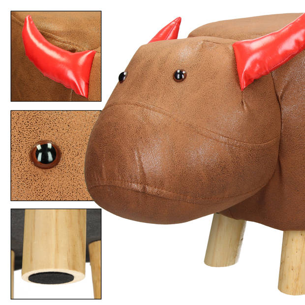 WOMO-DESIGN dierenkruk kalfs bruin/rood, 68x30x37 cm, gemaakt van kunstleer