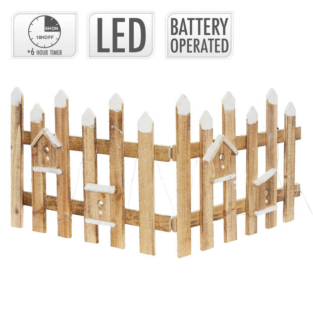 Decohekwerk met LED, naturel, 98x39 cm, gemaakt van hout incl. vogelhuisje