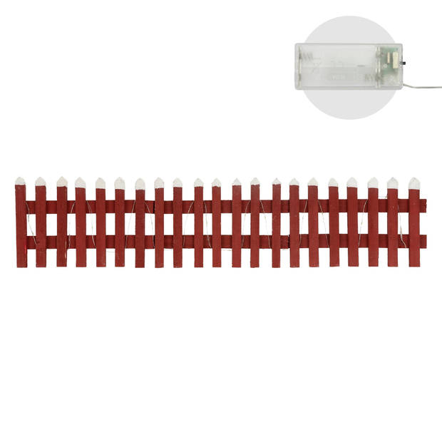 Decohekwerk met LED, rood, 90x21 cm, gemaakt van hout