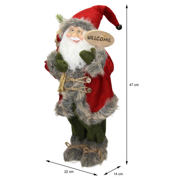 Kerstman Deco Figuur 22x14x47 cm rood polyresin