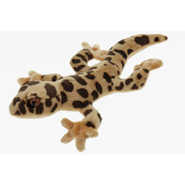 Knuffel Gekko - hagedis - knuffeldier - 27 cm - pluche stof - bruin - Knuffeldier