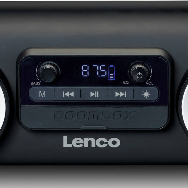 Splashproof Bluetooth® speaker FM radio USB en SD met Licht effecten Lenco Zwart