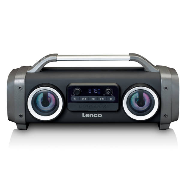 Splashproof Bluetooth® speaker FM radio USB en SD met Licht effecten Lenco Zwart