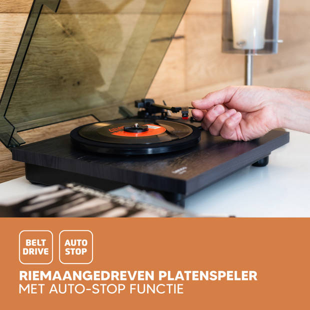 Platenspeler met ingebouwde speakers Lenco Zwart