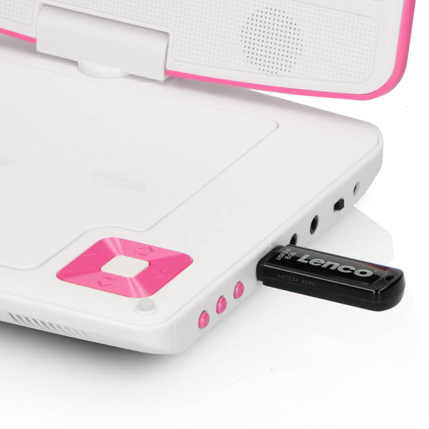 Portable 9" DVD-speler met USB-hoofdtelefoon-ophangbeugel Lenco Wit-Roze