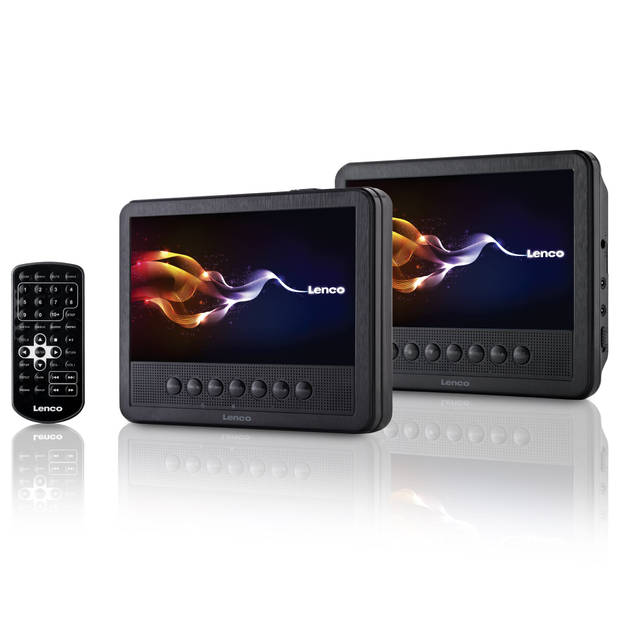 7" Dubbel scherm portable DVD speler met USB Lenco MES-212 Zwart