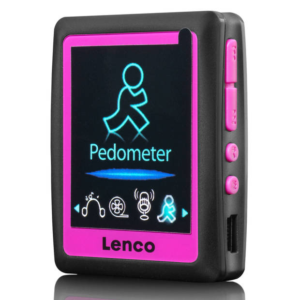 MP3/MP4 Speler met stappenteller en 4 GB Lenco Zwart-Roze