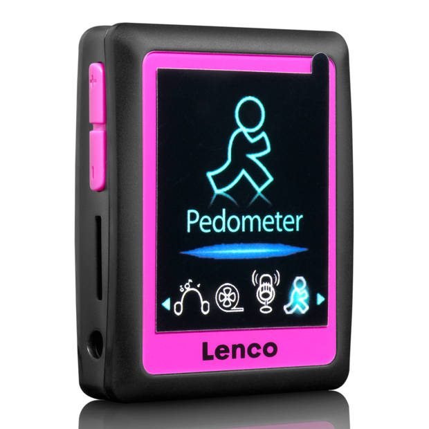 MP3/MP4 Speler met stappenteller en 4 GB Lenco Zwart-Roze