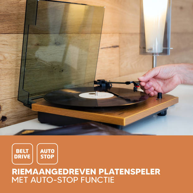 Platenspeler met ingebouwde speakers Lenco Hout