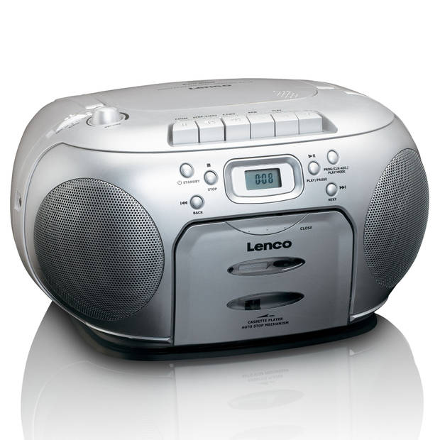 Portable FM Radio CD - Cassettespeler Lenco Zilver