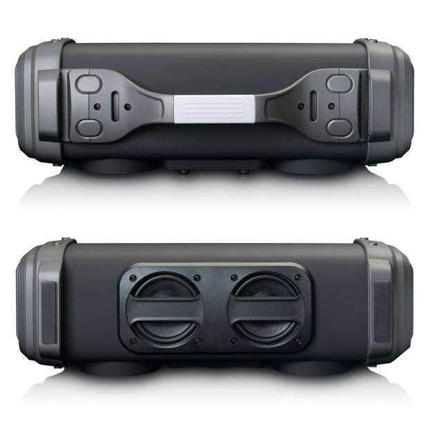 Splashproof Bluetooth® speaker FM radio USB en micro SD met lichteffecten Lenco Zwart-Grijs