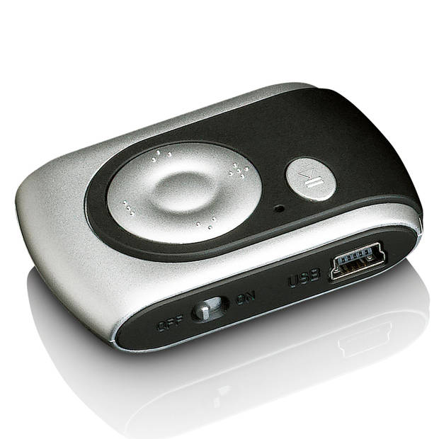 Oplaadbare MP3 speler met SD-kaart slot en in-ear oortelefoon Ices IMP-101SI Zilver-Zwart