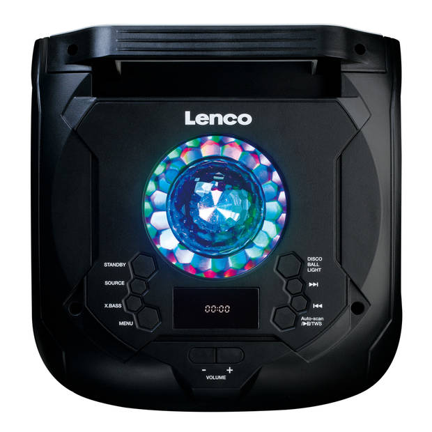 Speaker met front LED verlichting en disco bal Lenco Zwart