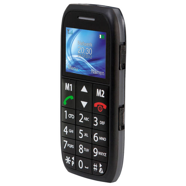 Eenvoudige mobiele telefoon voor senioren met SOS paniekknop Fysic Zwart