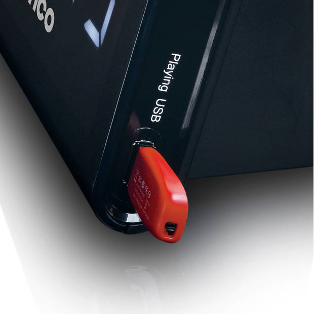 FM Wekkerradio met USB-speler en USB-oplader Lenco Zwart