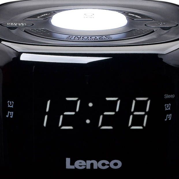 FM Wekkerradio met nachtlamp Lenco Zwart