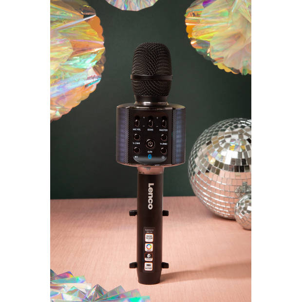 Bluetooth® Karaoke microfoon met speaker en verlichting Lenco Zwart