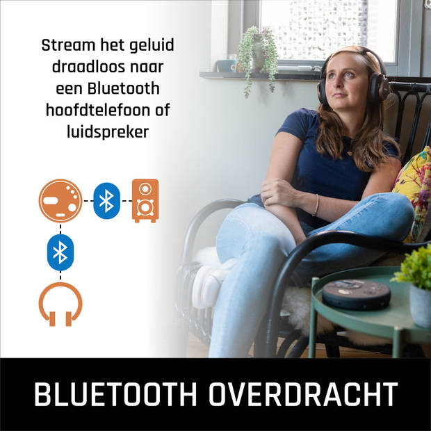 Draagbare Bluetooth® CD-MP3 speler met anti-shock Lenco Zwart